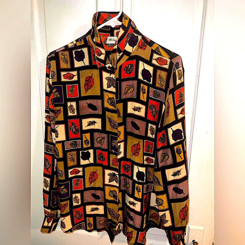 Vintage 90’s Riva Silk 100% Silk As New Large Women's Long-sleeved Top